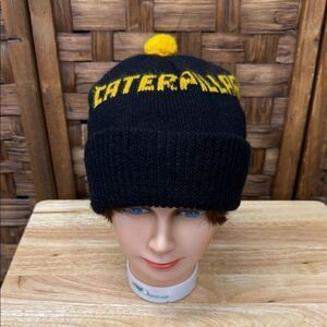 Vintage Caterpillar Black and Yellow Beanie